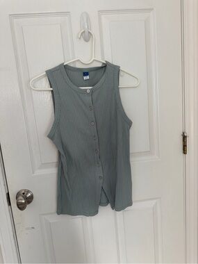 Old Navy Ribbed Button-Front Tank Top - Sage Green